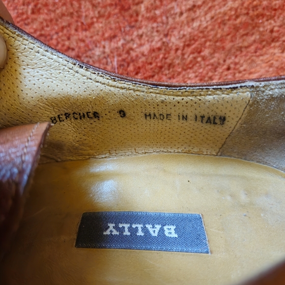 Bally Men's Dress Shoes Brown Leather Oxford  Lace up Size 9 Made In Italy - Picture 4 of 10